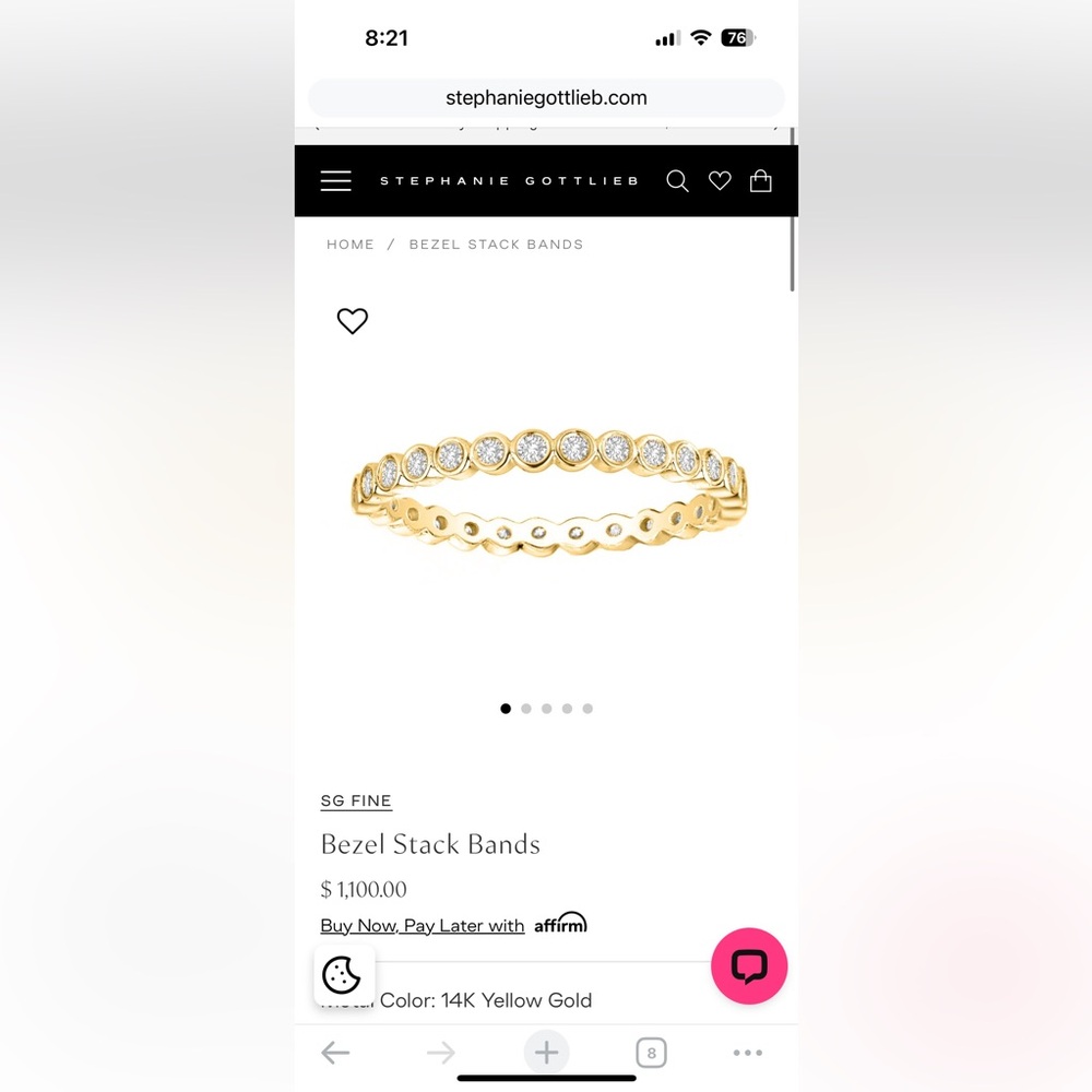 Stephanie Gottlieb Yellow Gold Diamond Bezel Stack Band